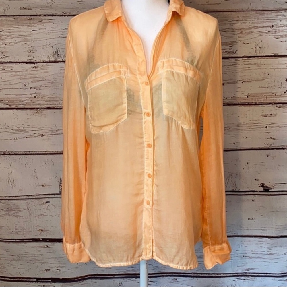 BEACH LUNCH LOUNGE Tangerine beach coverup / button down - medium